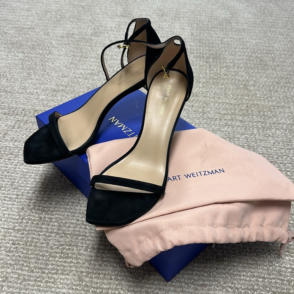 Stuart Weitzman Black Amelina 75 Sandal
